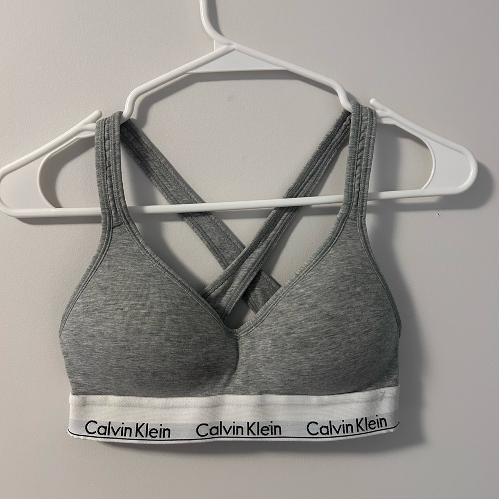 Calvin Klein Gray Push Up Padding Sports Bra with Racerback Design